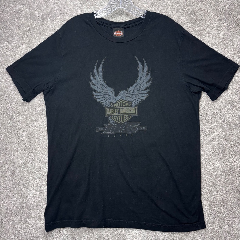 Harley-Davidson 115th Anniversary T-Shirt Mens XL Black Milwaukee 2018 Eagle